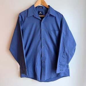 Stafford Men's Blue Wrinkle-Free Broadcloth Dress Shirt 16 32/33